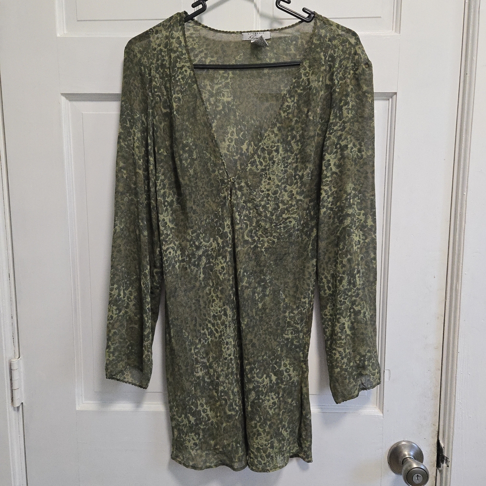 Gaviota Olive Patterned Long Sleeve Lingerie